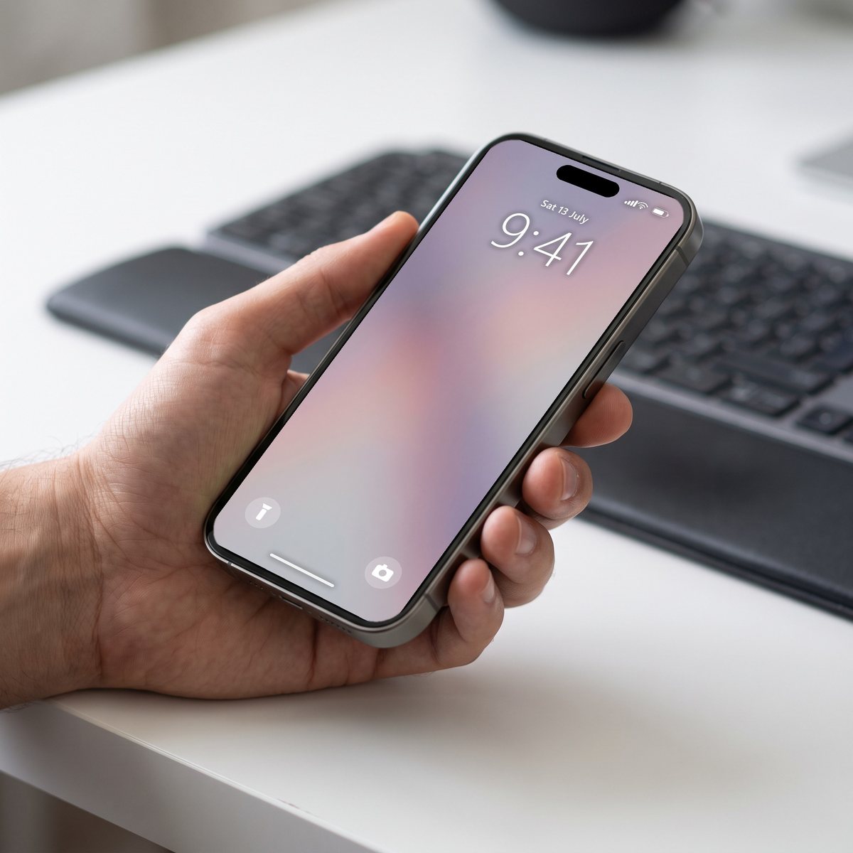 Grainy Gradient wallpaper on an iPhone lock screen