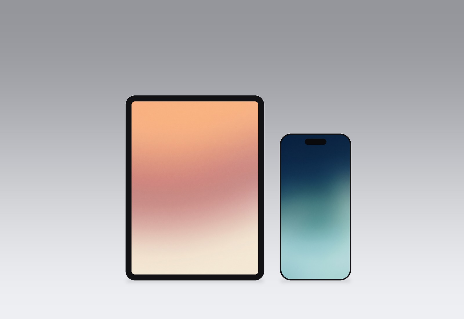 Grainy Gradient wallpapers on an iPad and iPhone