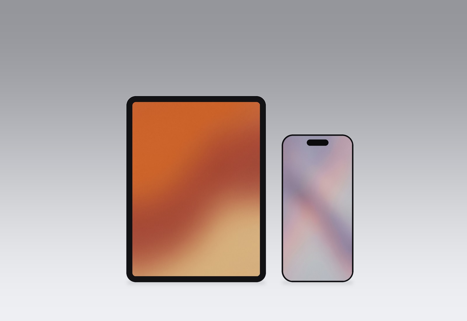 Grainy Gradient wallpapers on an iPad and iPhone, second design