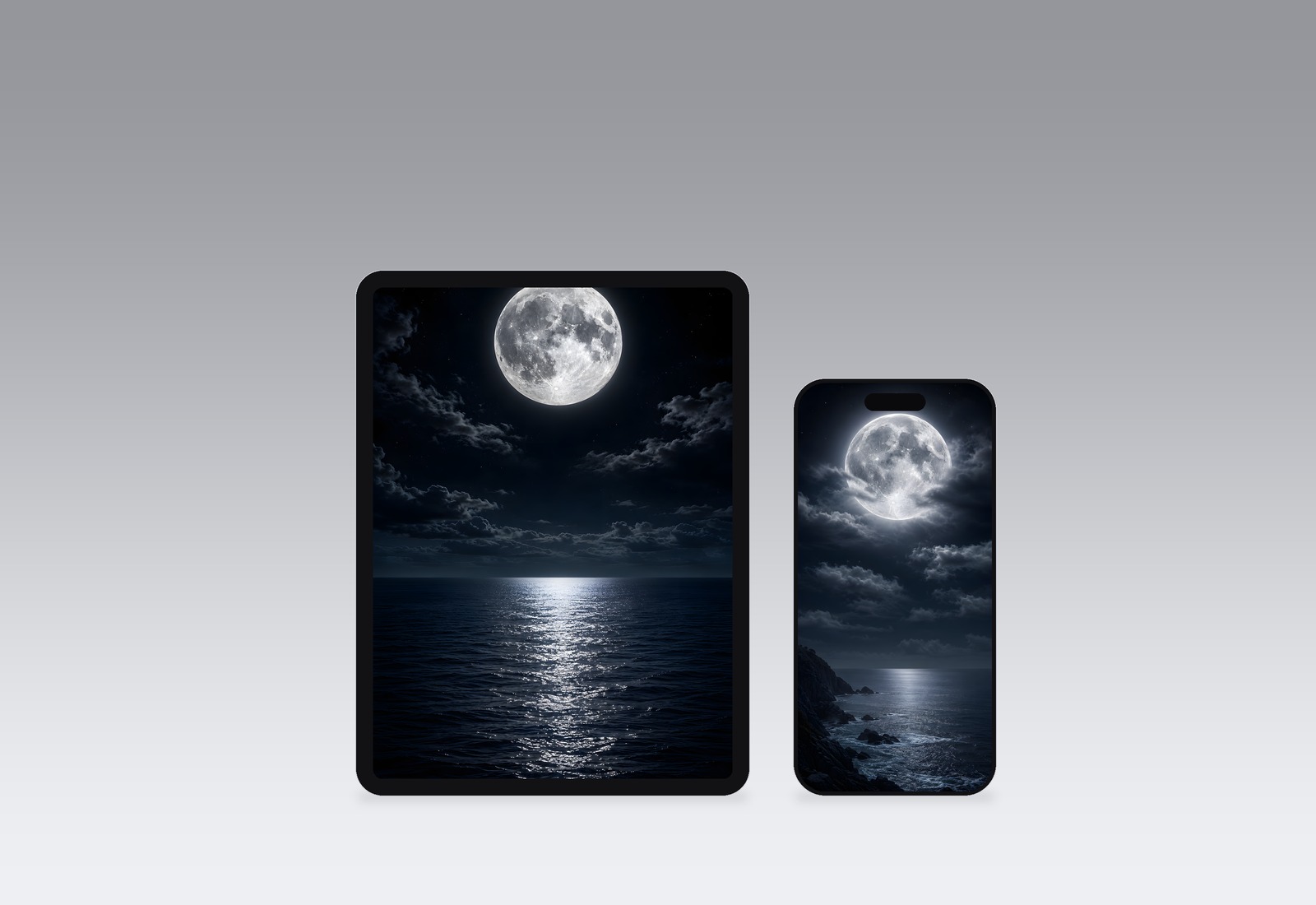 Full Moon wallpapers on an iPad and iPhone