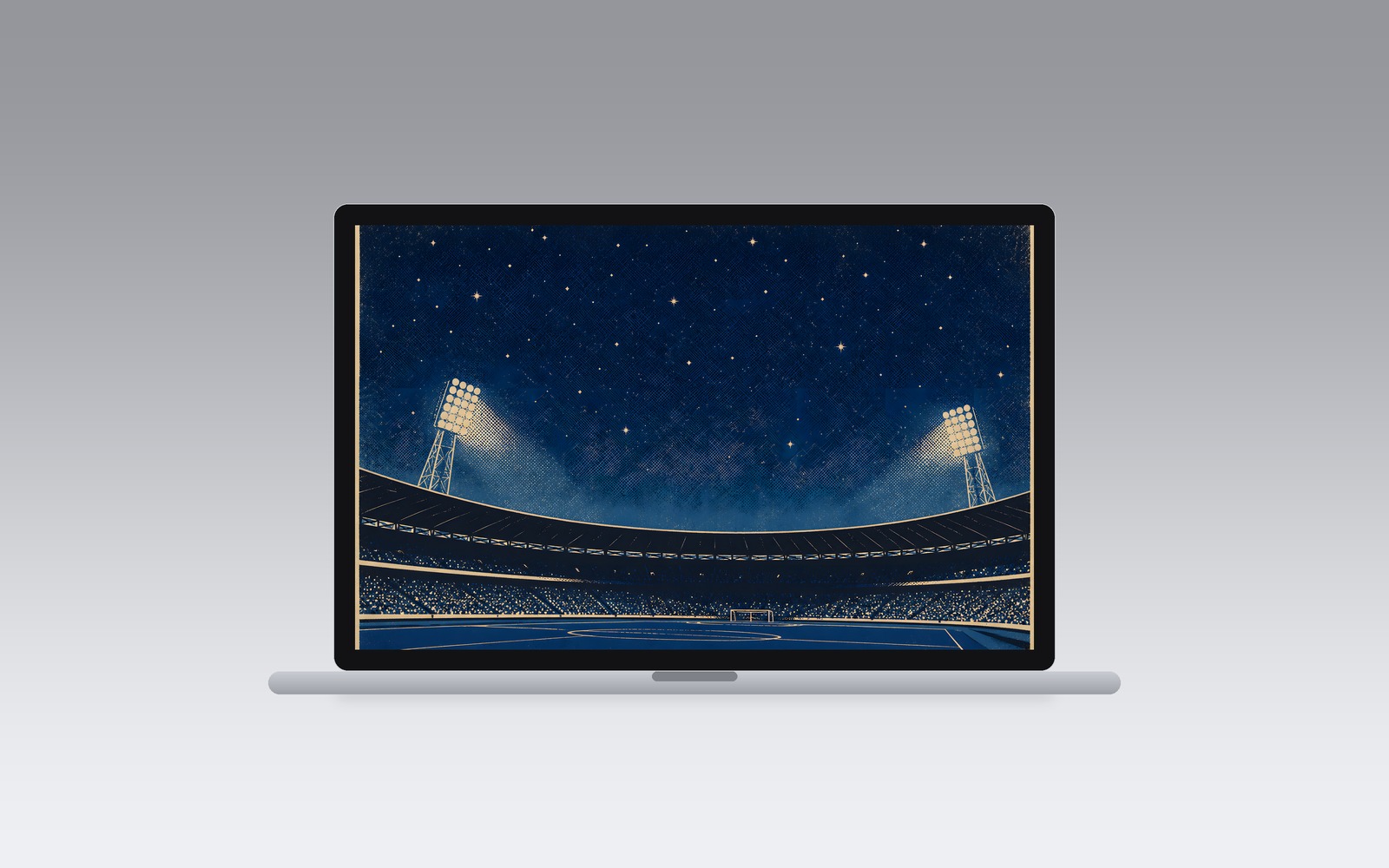 Retro Kickoff wallpaper on a MacBook