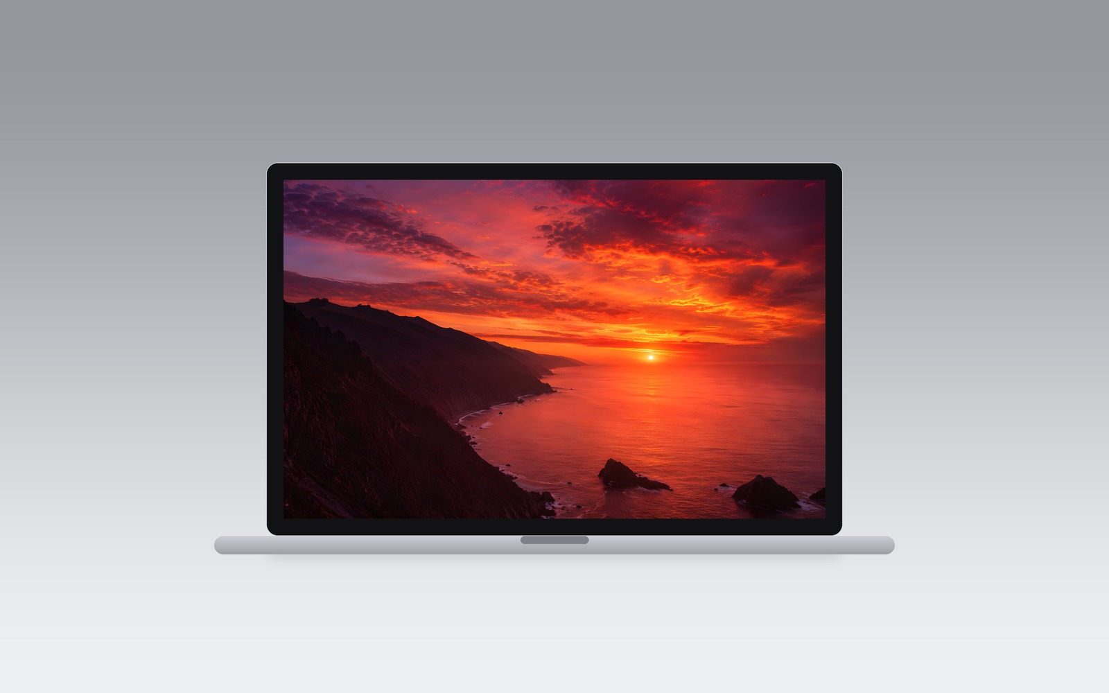 Sunset wallpaper on a MacBook
